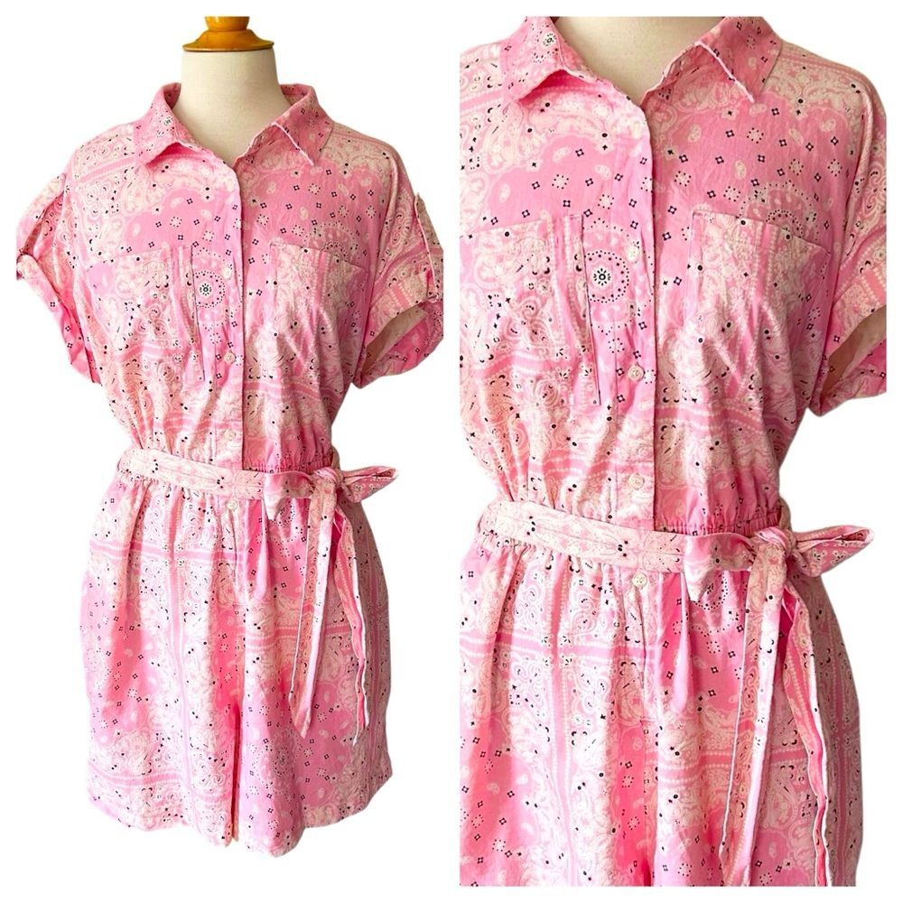 Lane Bryant Pink Safari Paisley Romper - Size 14 - Picture 2 of 10